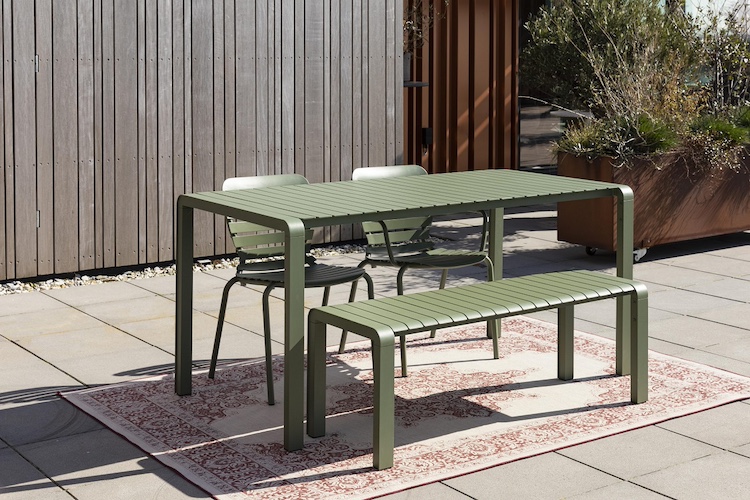 outdoor table on an outdoor rug